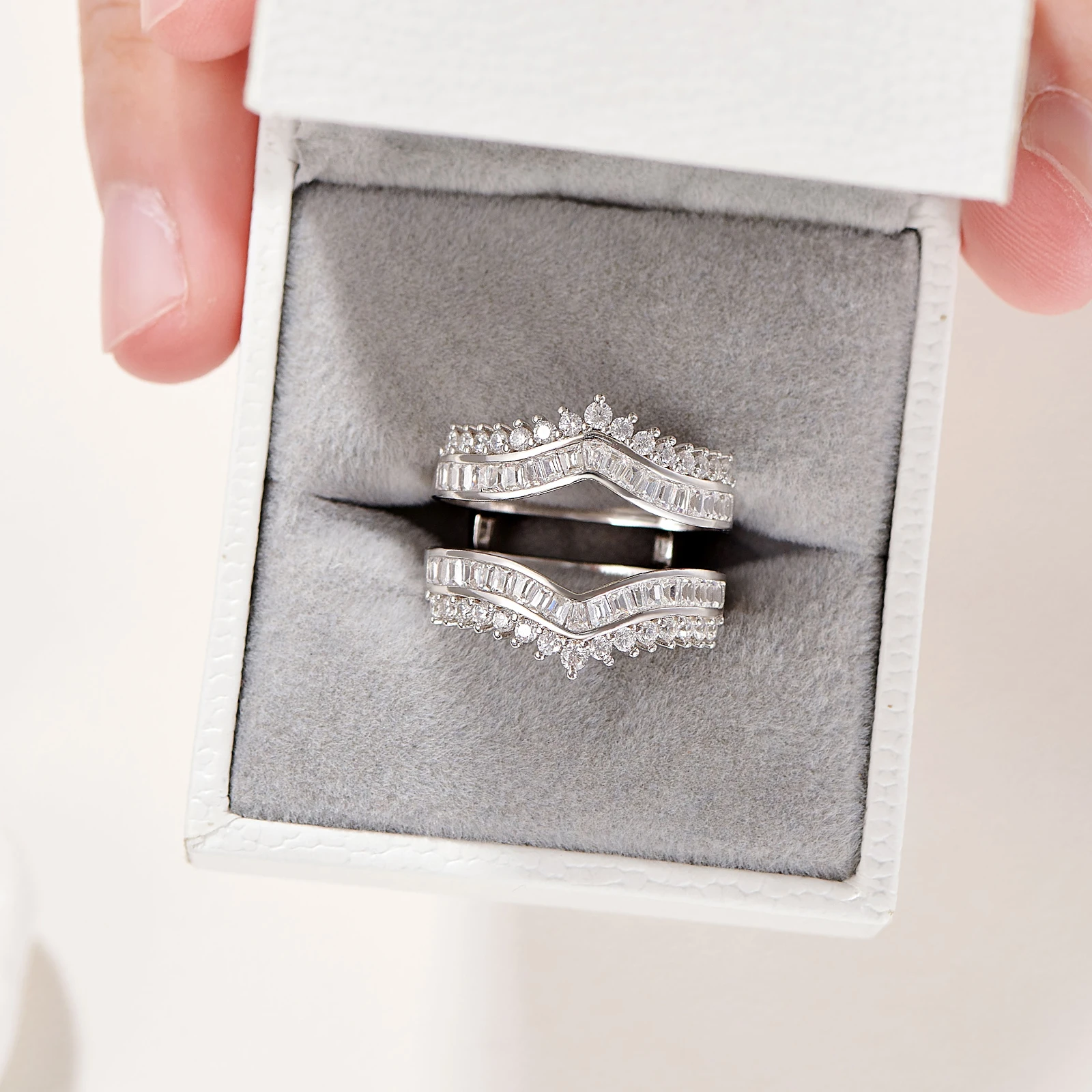 Newshe Grand Ring Enhancer – 925 Sterling Silver AAAAA CZ Wedding Band - Image 5