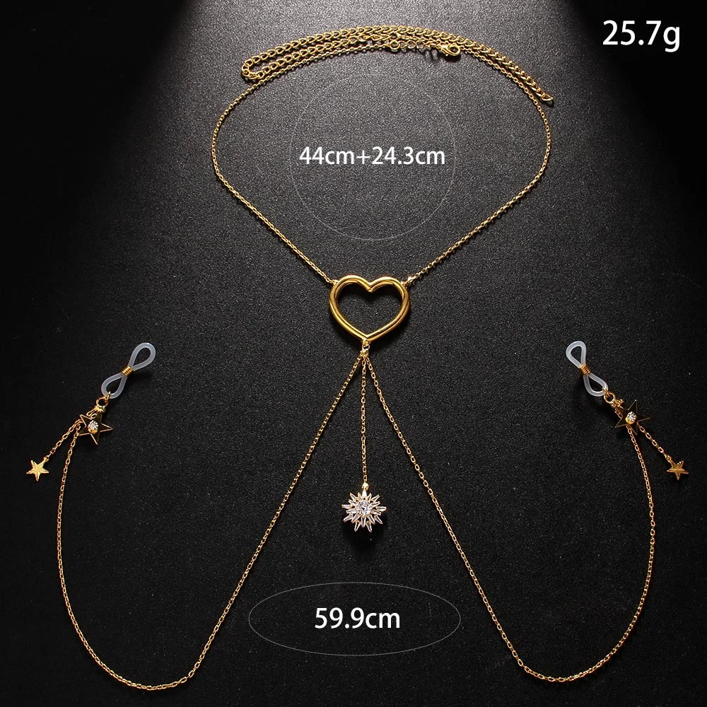 Stonefans Metal Heart Nipple Chain Harness Non-Piercing Festival Chest Jewelry for Women - Image 2