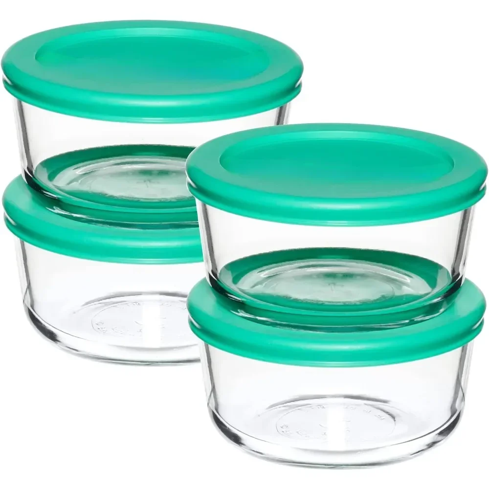 2-Cup Glass Food Storage Containers with Mint Lids – Set of 4