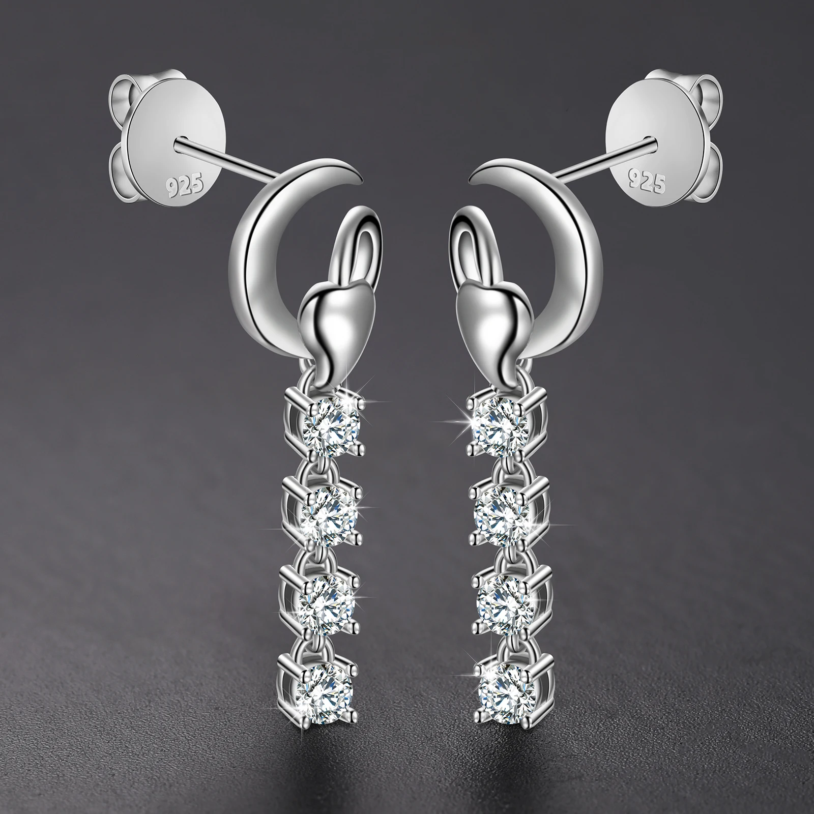 D VVS Moissanite Stud Earrings – S925 Silver, Platinum-Plated, Wedding Jewelry - Image 24