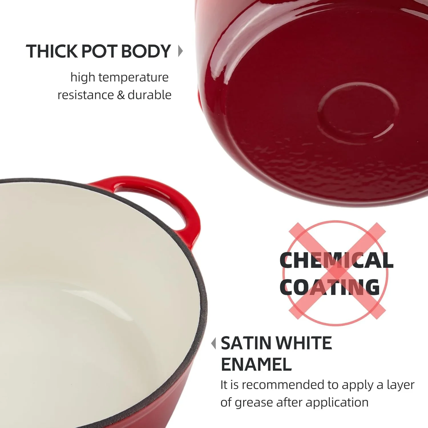 Enameled Cast Iron Dutch Oven 3 Qt – Oven & Dishwasher Safe, Heavy‑Duty - Image 3