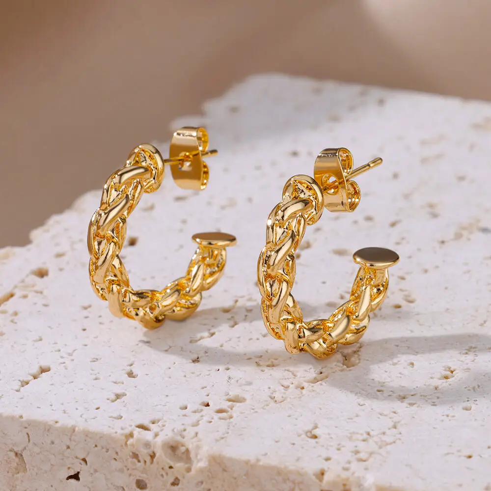 Stainless Steel Gold Hoop & Stud Earrings Set – Women's Aesthetic Jewelry - Image 20