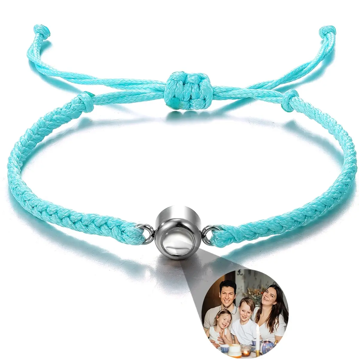 Personalized Photo Projection Bracelet – Adjustable Braided Rope Memorial Jewelry - Image 22