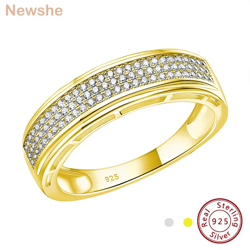 Newshe 925 Sterling Silver Men's Promise Wedding Ring - Image 2