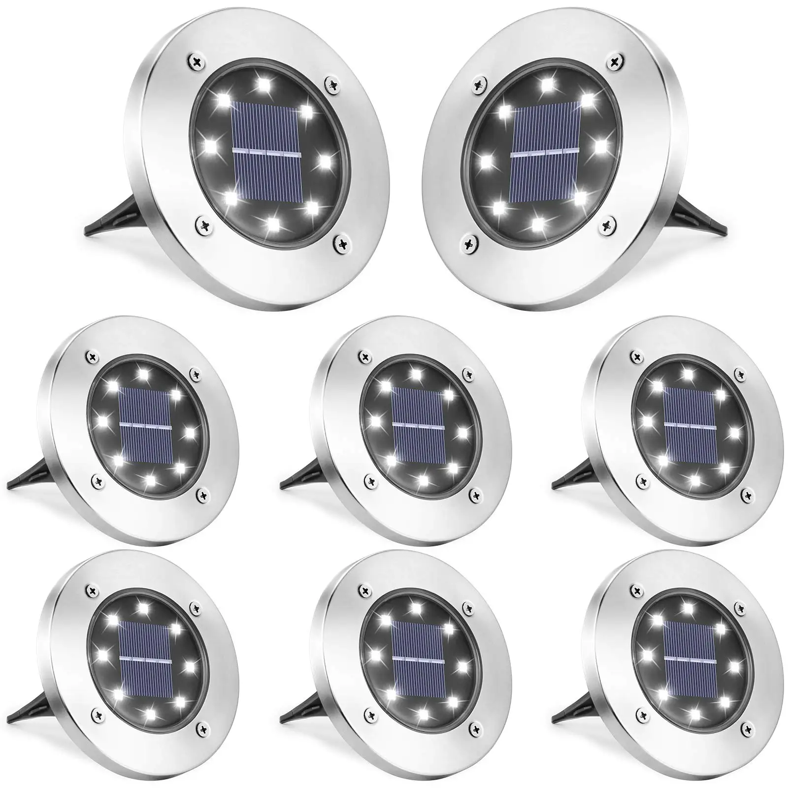 2–16 Pack Solar Ground Lights – 8 LED Waterproof Pathway Lighting for Garden - Image 11