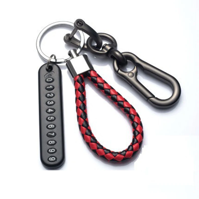 Trendy DIY Mobile Phone Number Plate Pendant Keychain Men Punk Leather Rope Anti-lost Car Keychain Accessories - Image 5