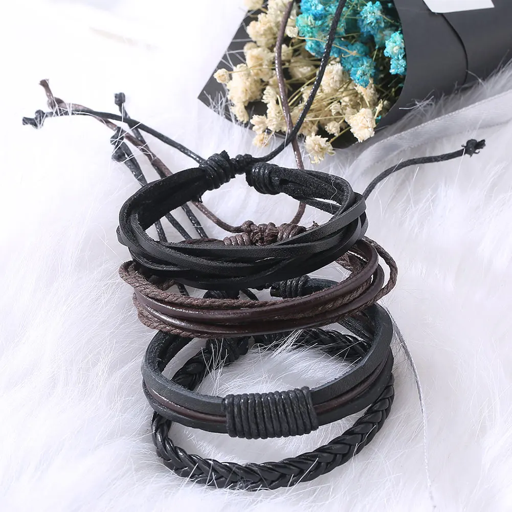 Retro Faux Leather Cuff Bracelet – Adjustable Punk Style Wristband - Image 5