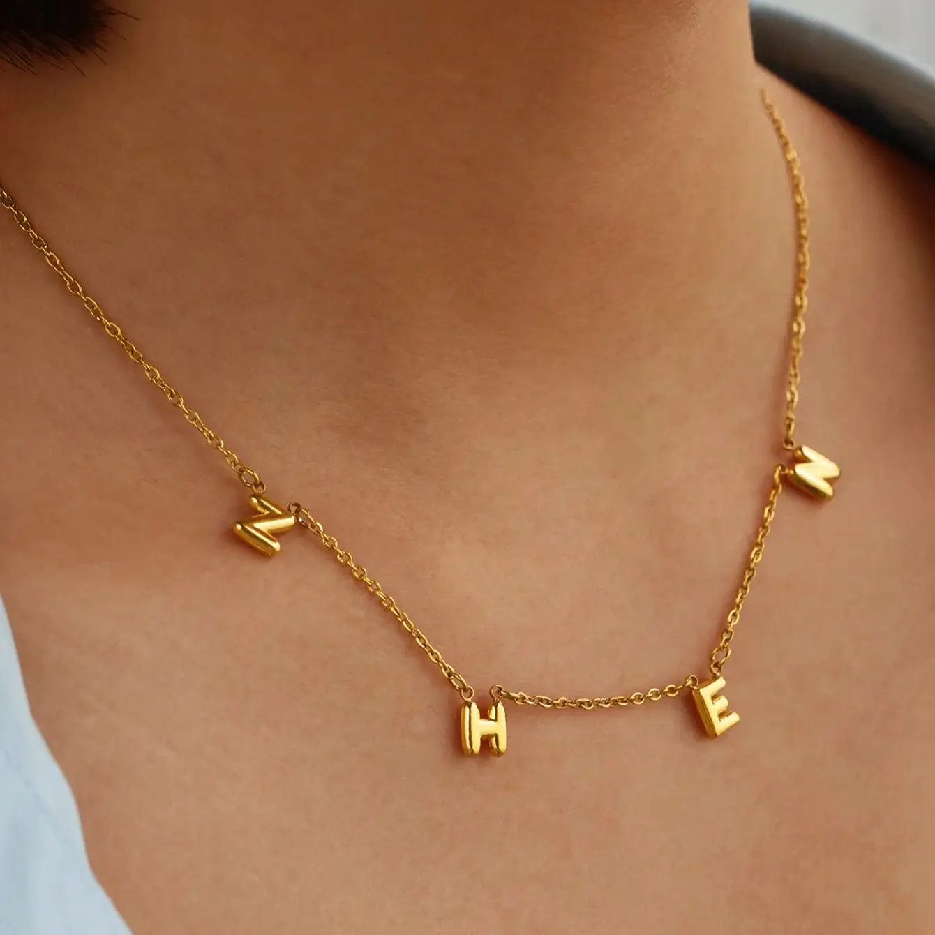 Personalized Bubble Letter 3D Stainless Steel Necklace Custom Jewelry Gift - Image 2