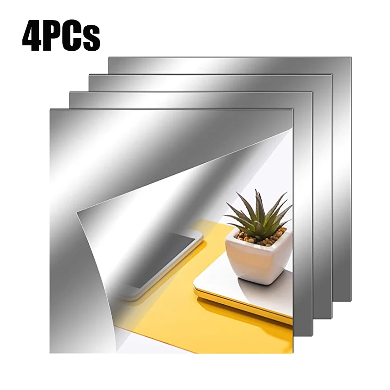 4PCs 3D Mirror Wall Stickers Self-adhesive Mirror Stickers Thicken 2mm Flexible DIY Art Acrylic Mirror Living Room Decoration - Image 7