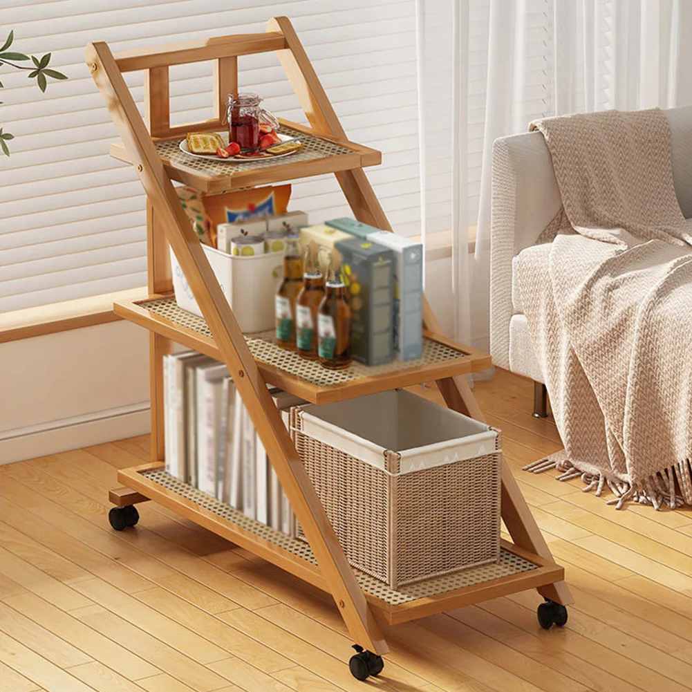 3‑Tier Rolling Coffee Table with Locking Wheels – Compact Storage Cart - Image 4
