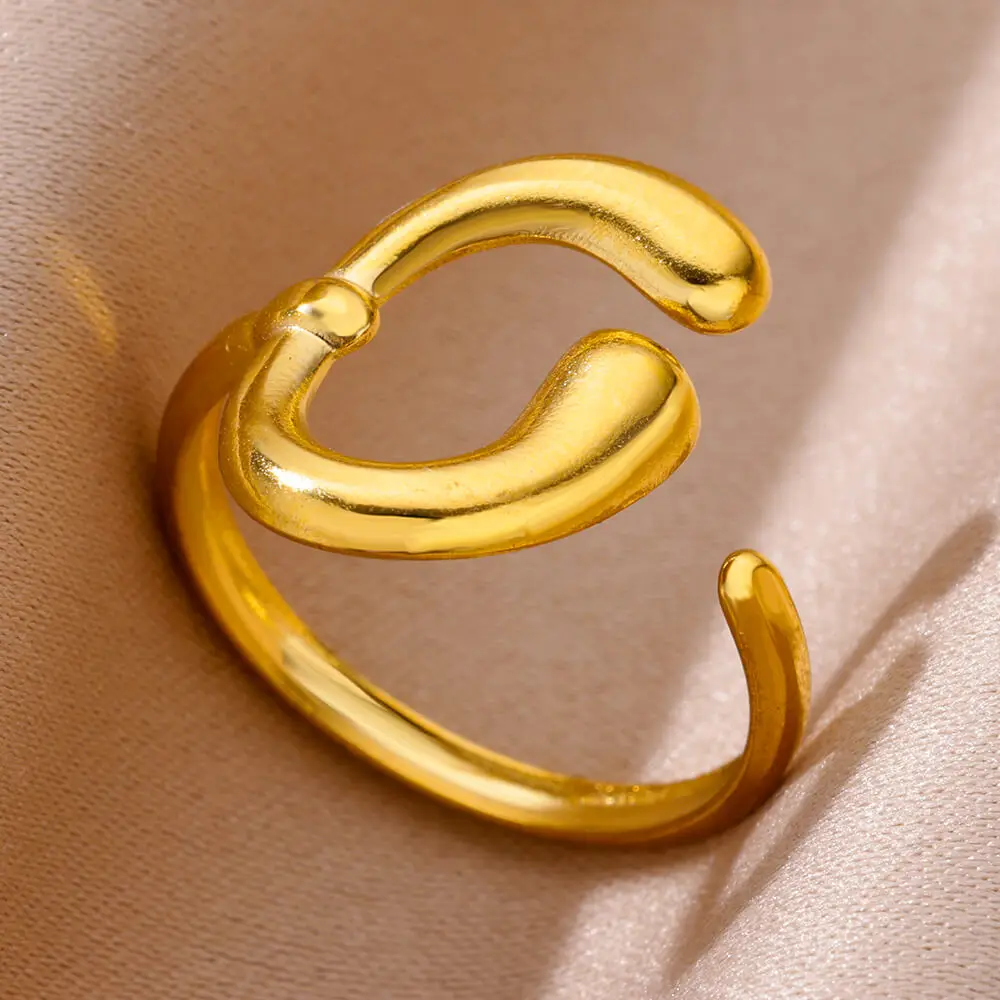 Stainless Steel Gold Vintage Evil Eye Hollow Adjustable Ring for Women - Image 5