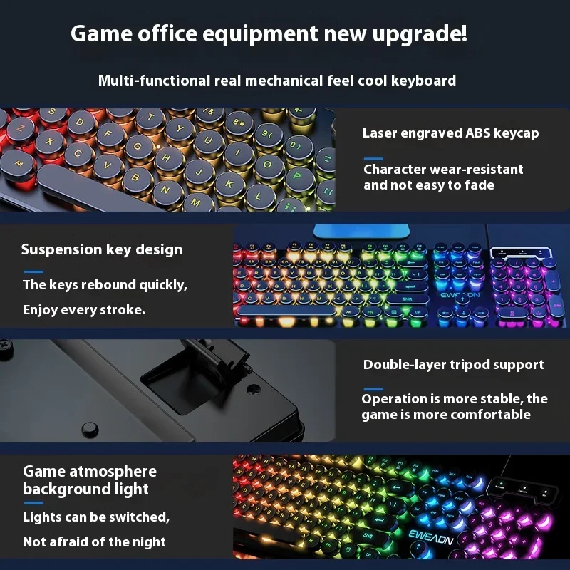 Wired Keyboard Mechanical Feel E-Sports 104 Keys Usb Wired Gaming Mouse Wired Keyboard Pc Gamer Accessories for Laptop Gamers - Image 4