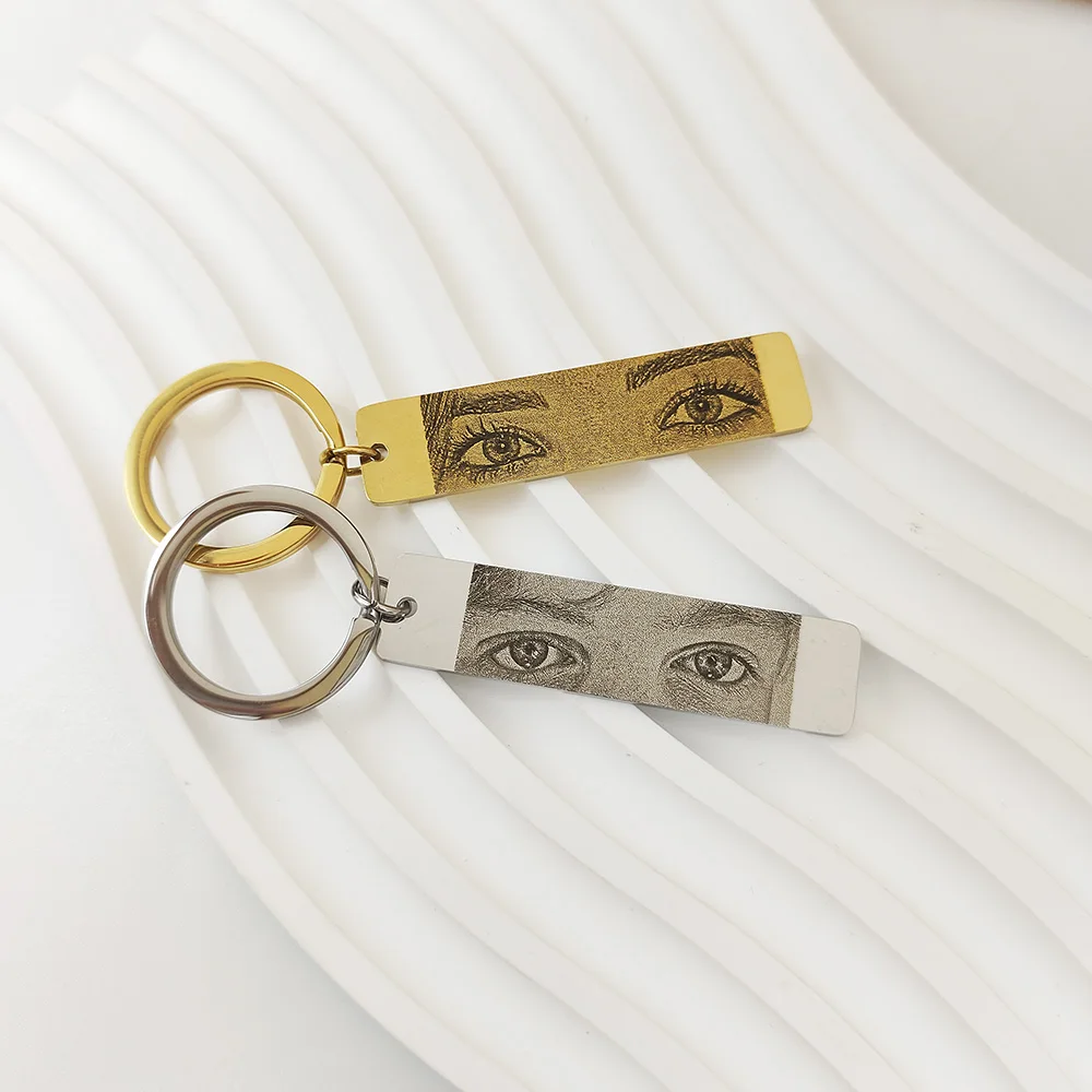 Gold Butterfly Customized Eyes Photo Keychain Laser Engraved Stainless Steel Jewelry Gift for Lover - Image 2