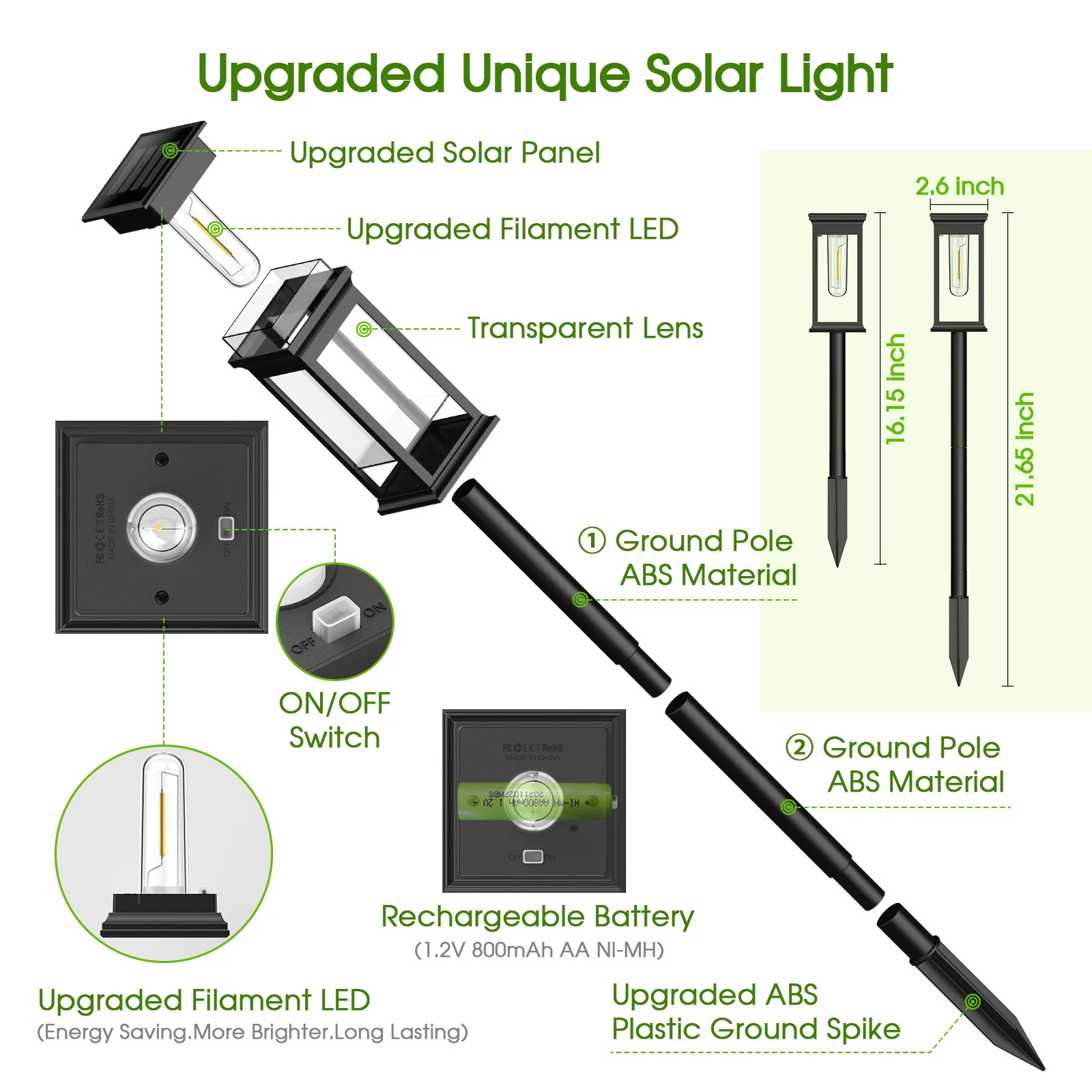 2/6/12 Pack Upgraded Solar Lights – 2700K Warm White for Garden & Walkway - Image 3