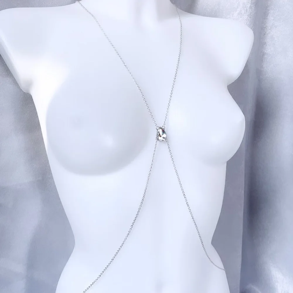 Stonefans Simple Water Drop Bra Chain Harness Body Jewelry for Women  - Image 3