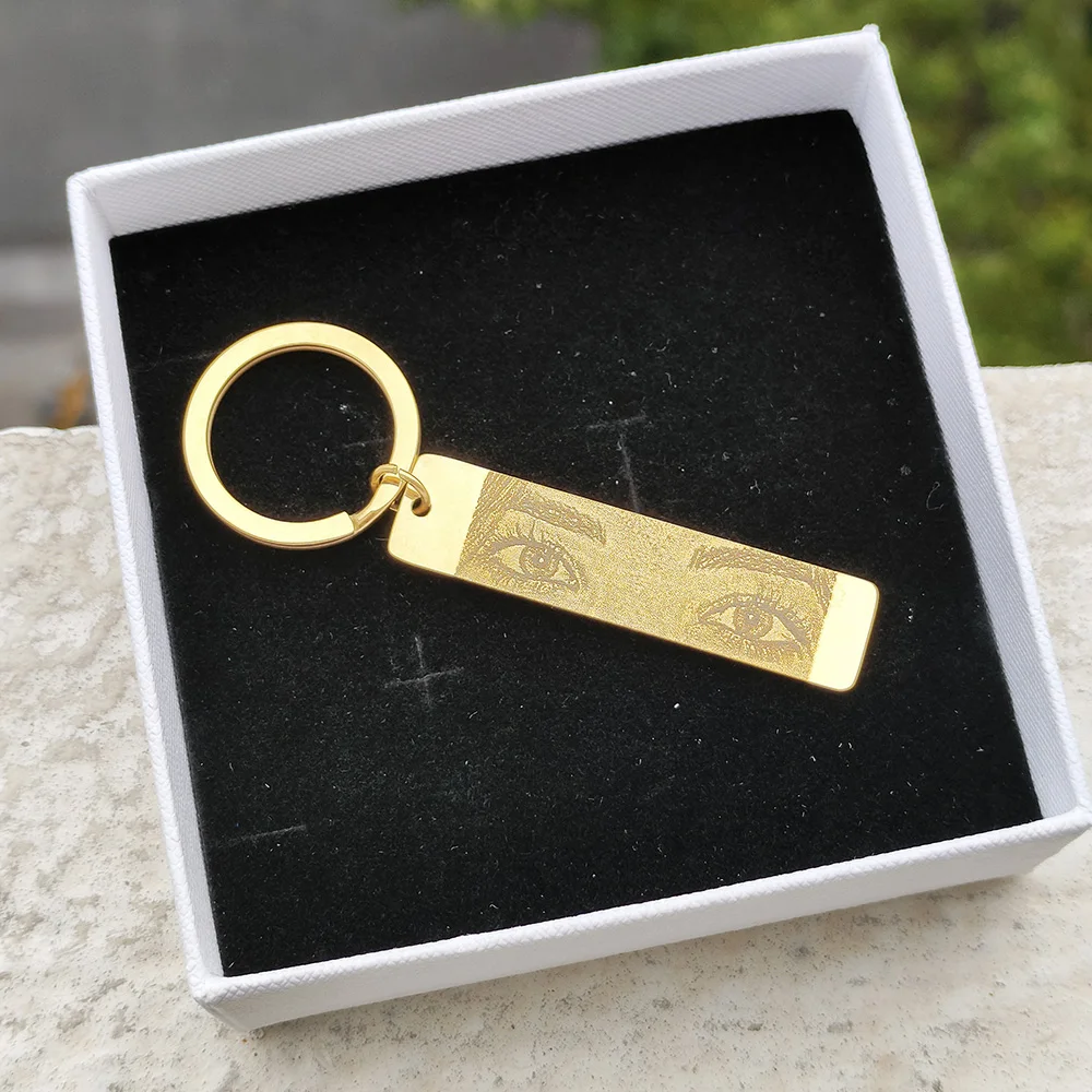 Gold Butterfly Customized Eyes Photo Keychain Laser Engraved Stainless Steel Jewelry Gift for Lover - Image 9