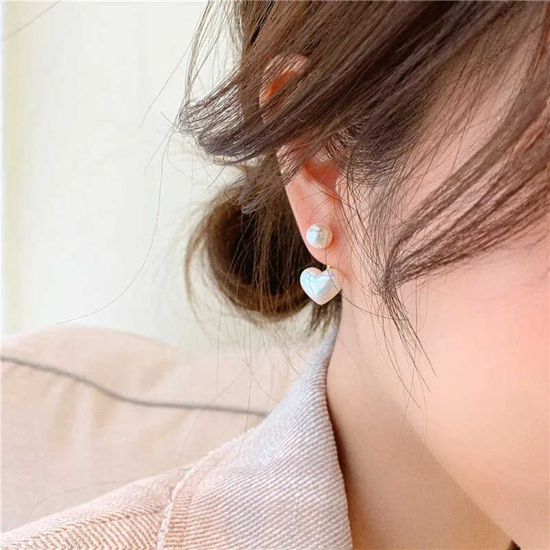 Elegant Pearl Heart Stud Earrings for Women – Ideal Valentine’s Day Gift - Image 3