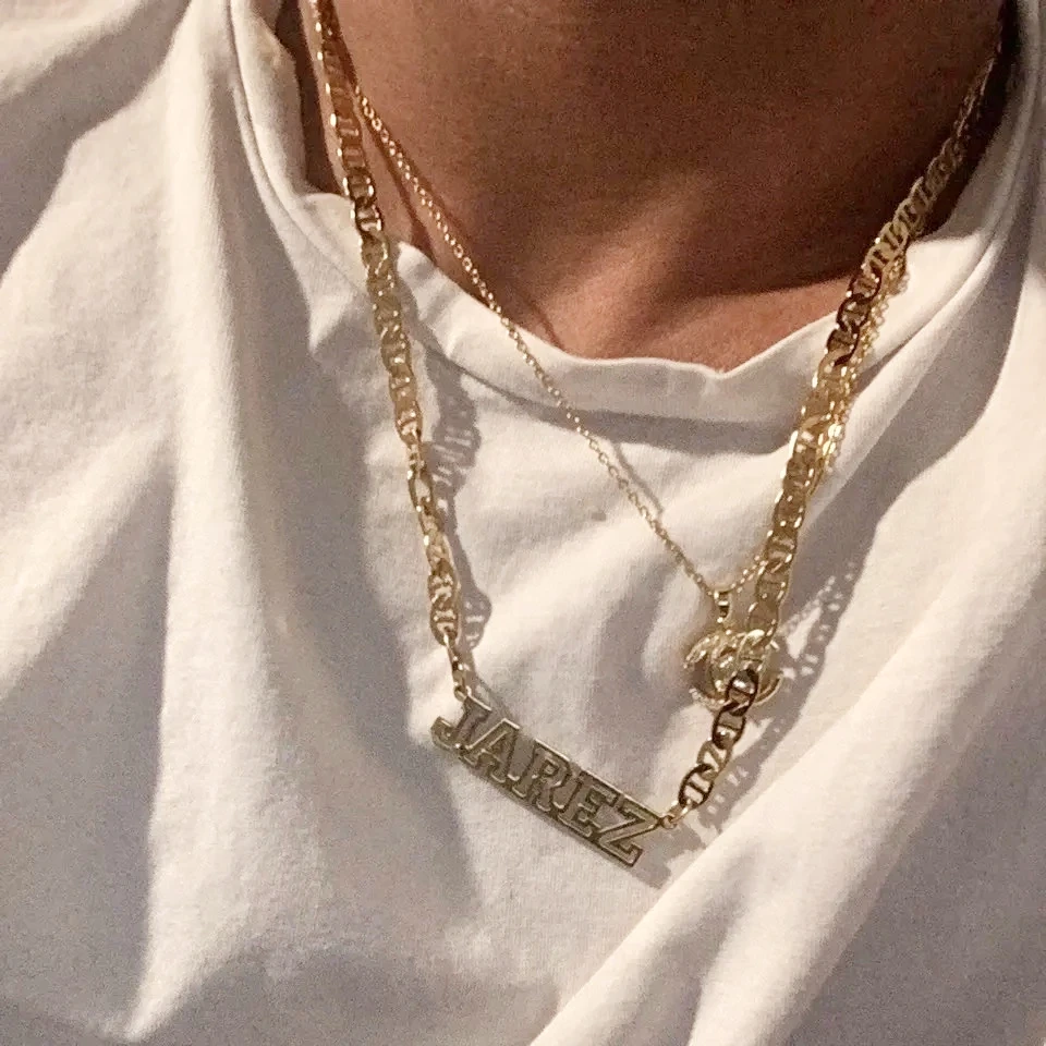 Gold Stainless Steel Personalized Nameplate Necklace – Custom Choker for Men & Women - Image 2
