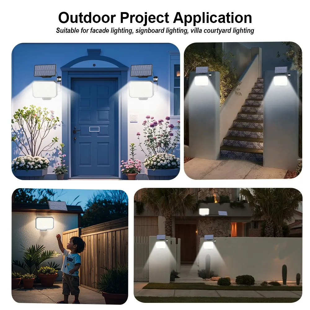 190LED Solar Security Light – Motion Sensor Waterproof Lamp for Yard & Garage - Image 2