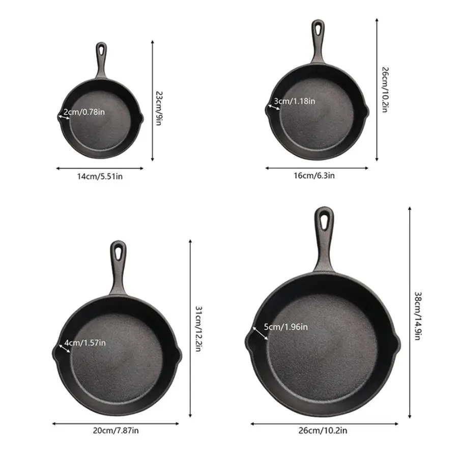 Pre‑Seasoned 3‑Piece Cast Iron Skillet Set – 6″, 8″ & 10″ Frying Pans - Image 2