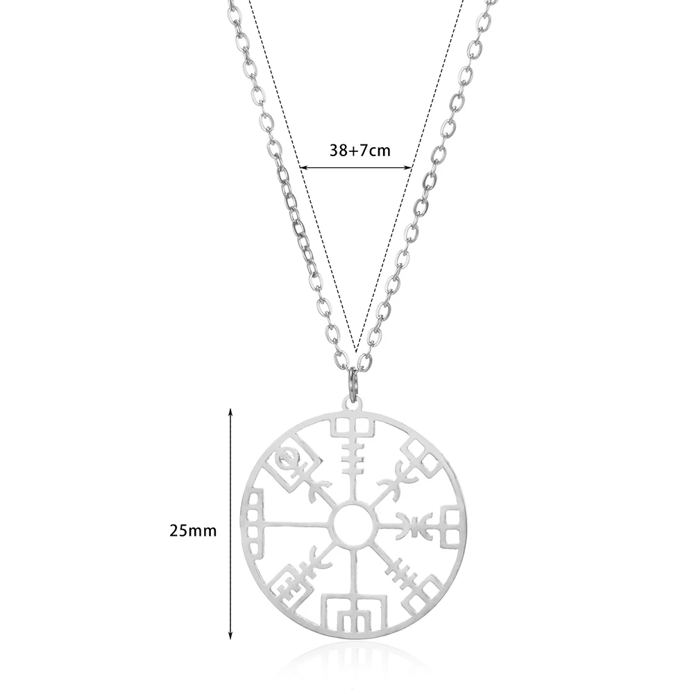 Men's Stainless Steel Viking Rune Compass Vegvisir Necklace Norse Protection Talisman - Image 7