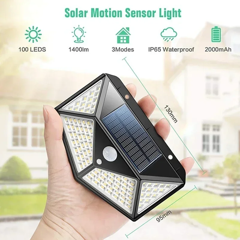 Upgraded Solar Street Light – PIR Motion Sensor Outdoor Lamp for Garden & Courtyard - Image 2