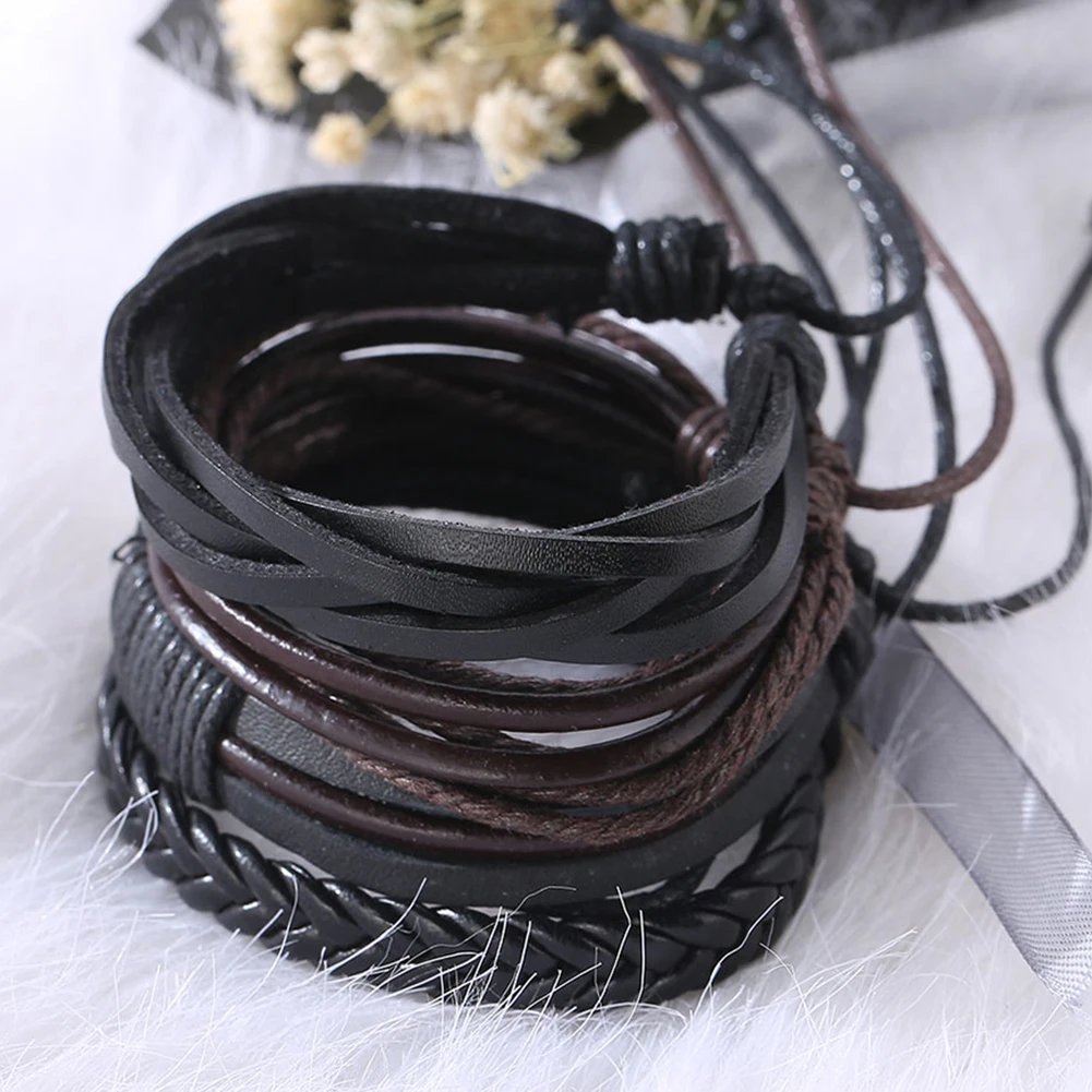 Retro Faux Leather Cuff Bracelet – Adjustable Punk Style Wristband
