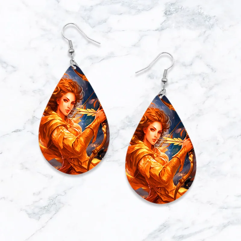 SOMESOOR Zodiac Wooden Teardrop Earrings – Leo, Libra, Scorpio Pendant Dangle Jewelry - Image 10