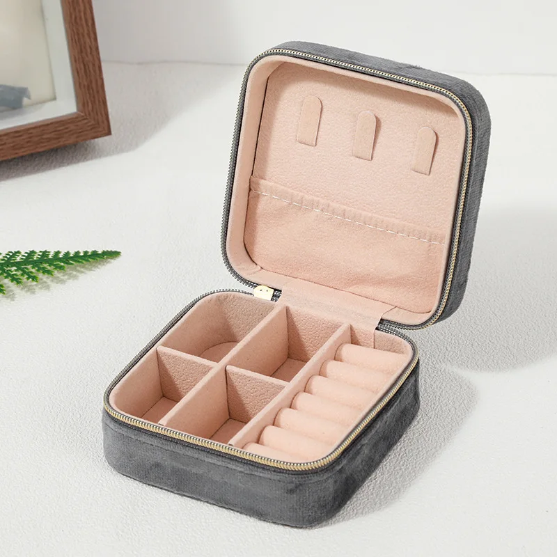 Velvet Jewelry Box Women Necklace Ring Earrings Organizer Travel Portable Zipper Storage Case - Image 9