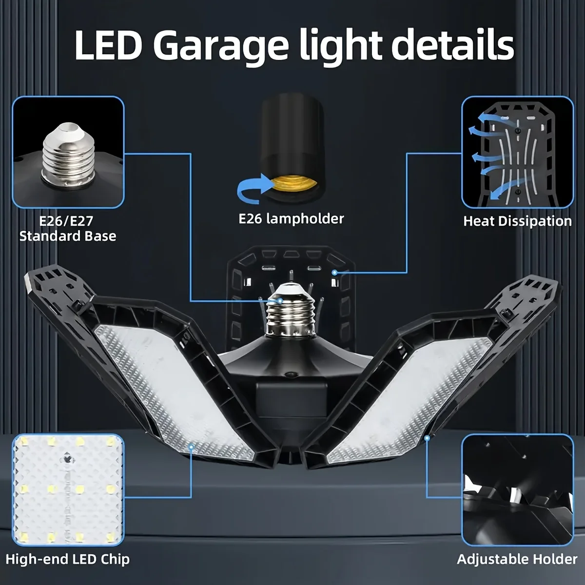 LED Garage Light – 5/10 Adjustable Panel Ceiling Lamp for Workshop & Basement - Image 7