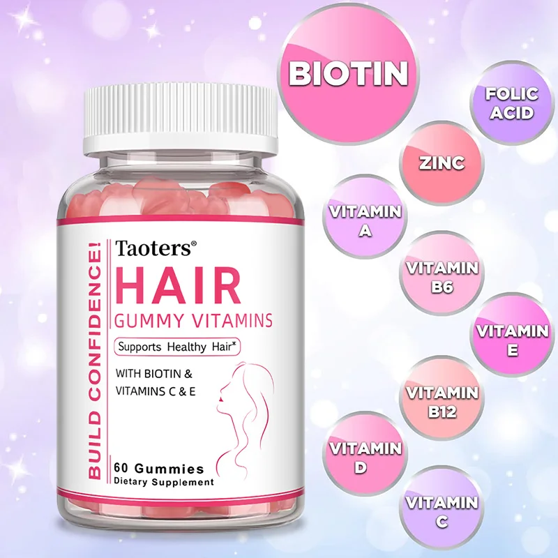 Hair Gummy Vitamins with Biotin – 60 Vegan, Sugar-Free Gummies for Strong, Healthy Hair - Image 3