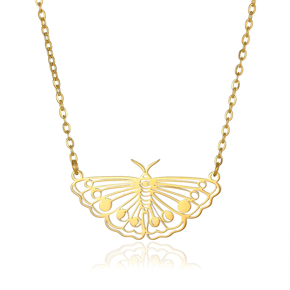 Gothic Luna Moth Gold Butterfly Clavicle Chain Choker Necklace Women Fashion Insect Jewelry Gift - Image 14