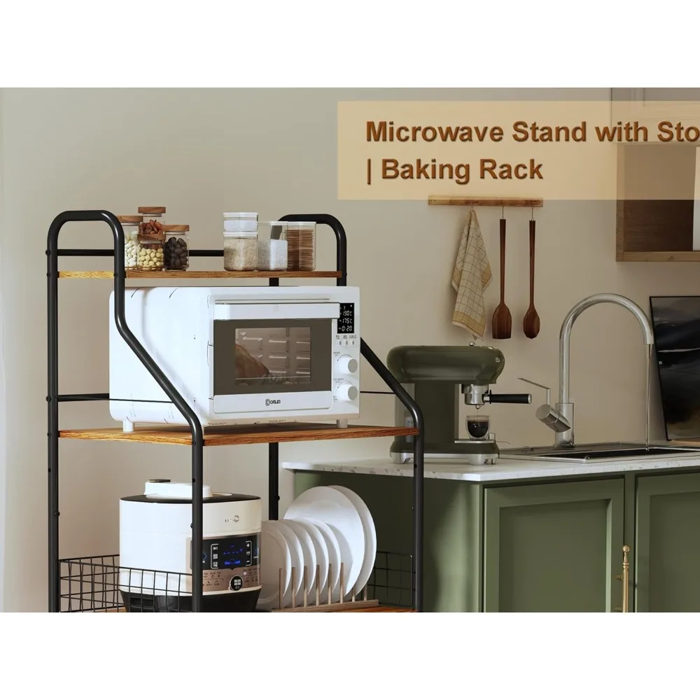 4-Tier Microwave Stand with Storage – Metal Bakers Rack for Kitchen & Coffee Bar Organizer - Image 5