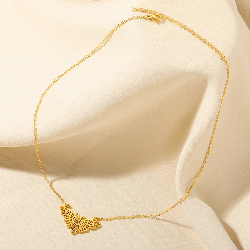 Gothic Luna Moth Gold Butterfly Clavicle Chain Choker Necklace Women Fashion Insect Jewelry Gift - Image 6