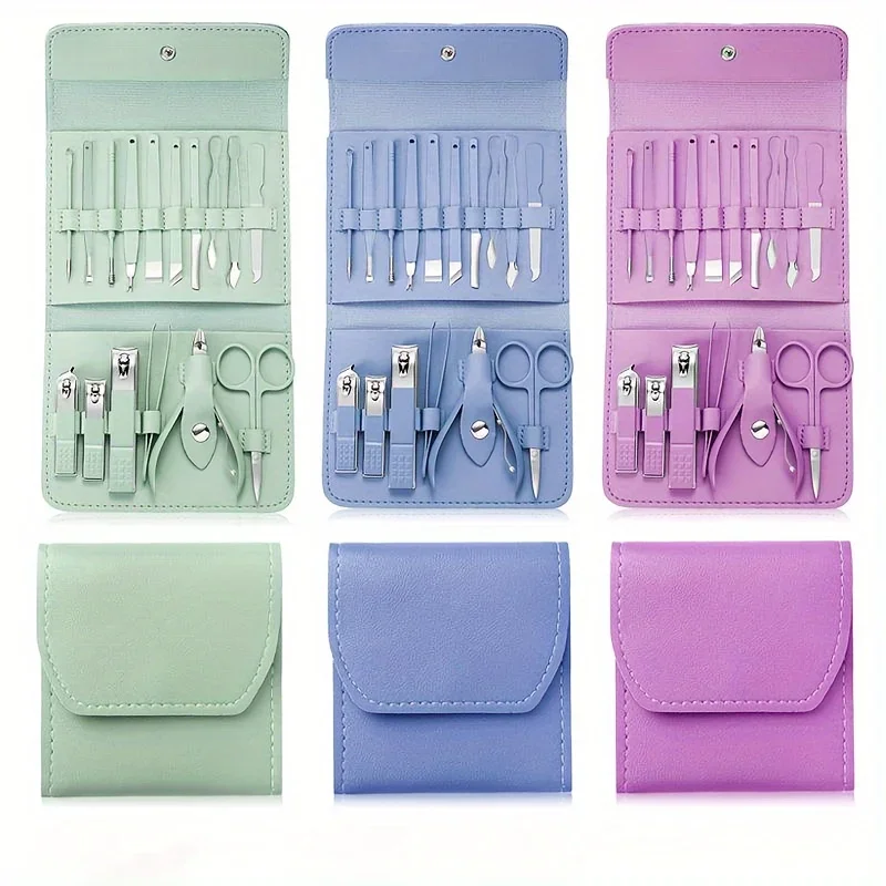 16-Piece Stainless Steel Manicure & Pedicure Set with Leather Travel Case - Image 5