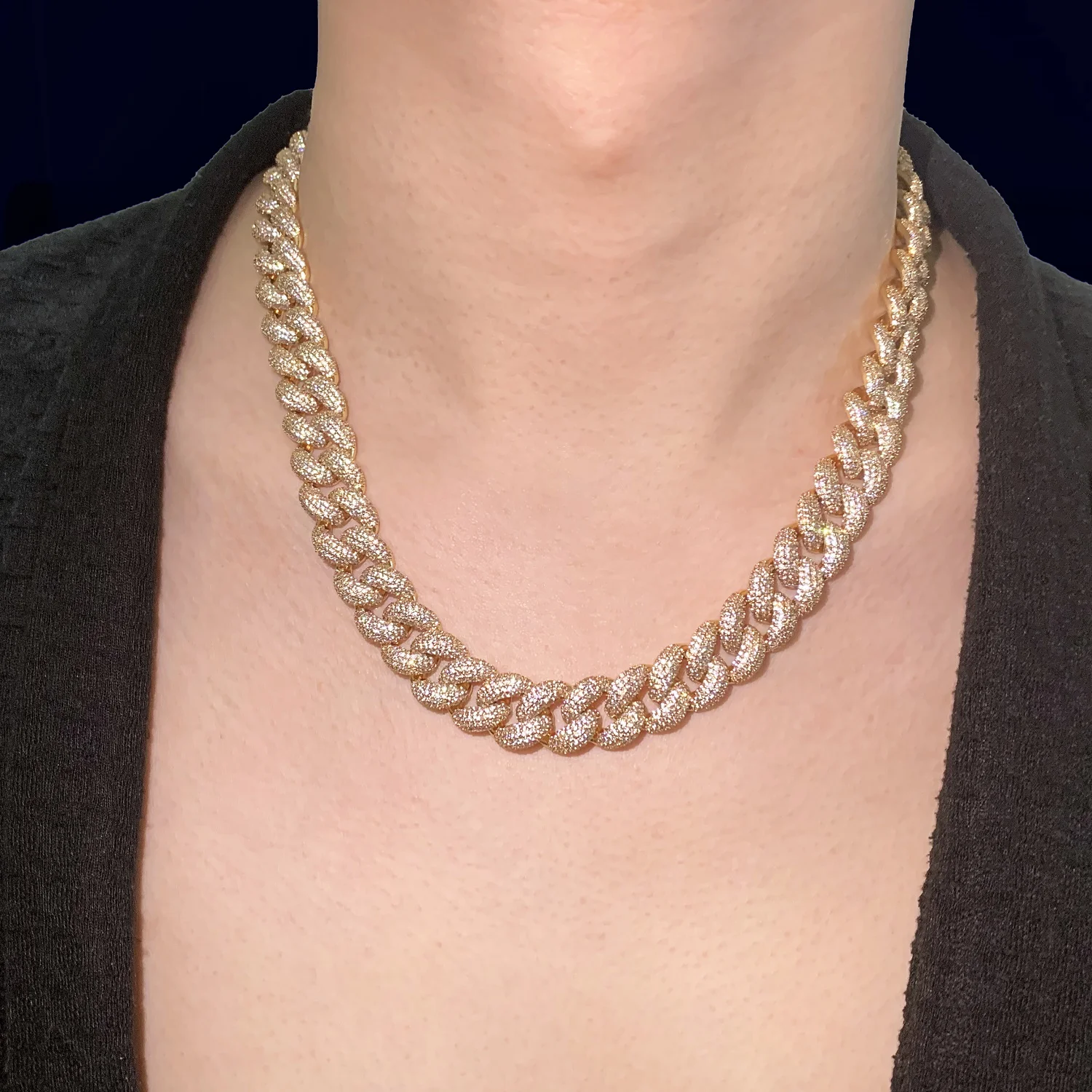 14mm Iced Out Cuban Link Chain – Men's Hip Hop Necklace in Gold-Plated Stainless Steel - Image 2