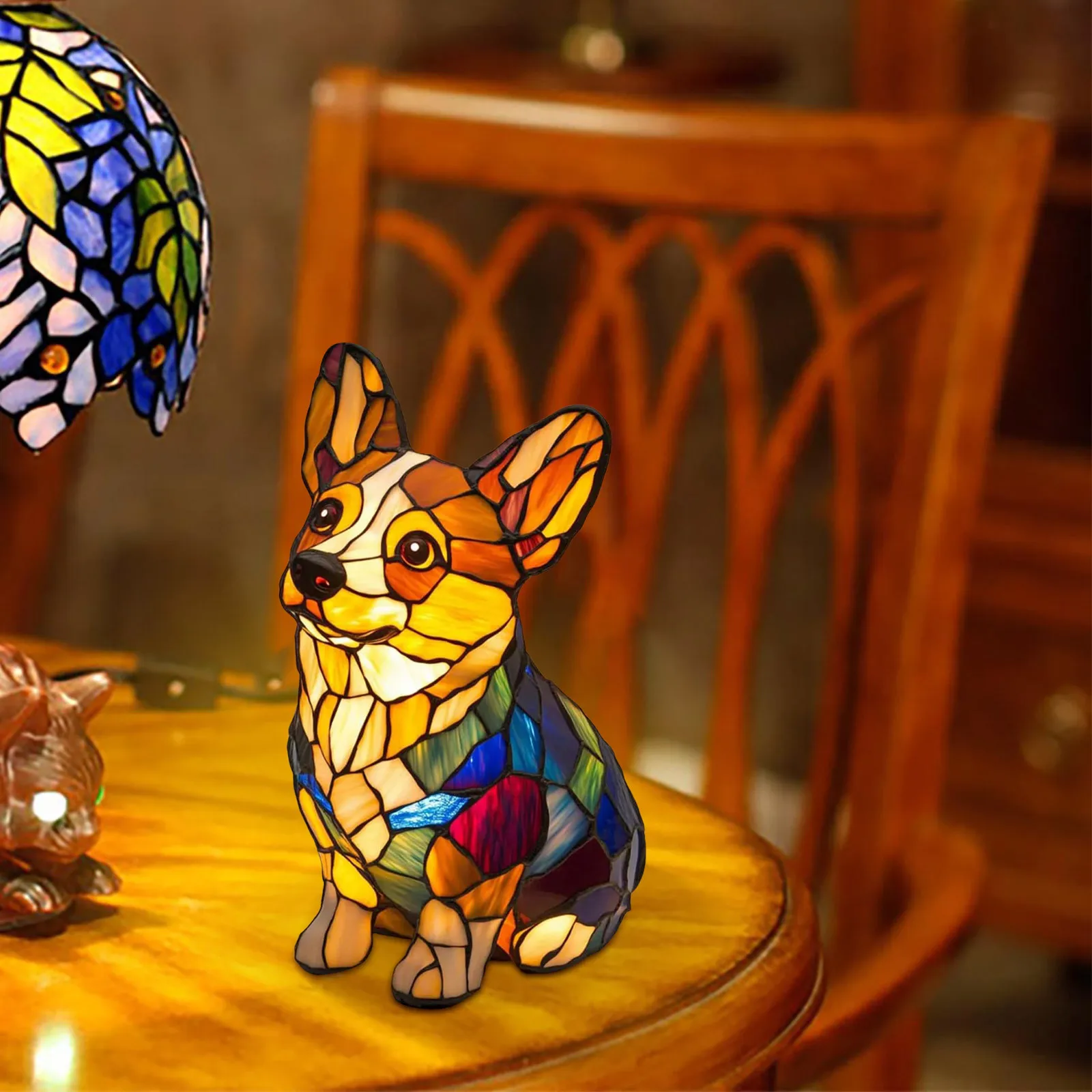 Corgi Lamp And Pug Lamp Dog Series Art Night Light Stained Resin French Tabletop Night Light Cute Pet Dogs Desktop Decorations - Image 5