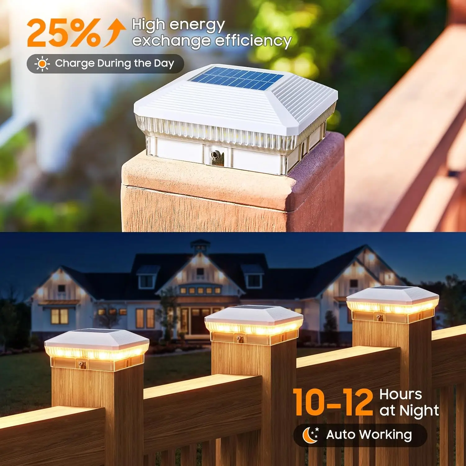 6-Pack Solar Post Cap Lights – 40 LED 30 Lumen with 3 Modes for 4x4 Posts - Image 4