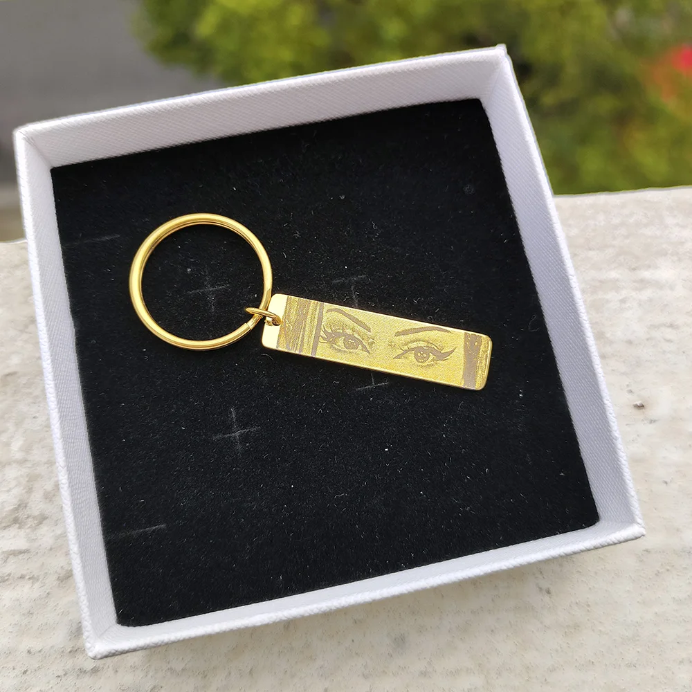 Gold Butterfly Customized Eyes Photo Keychain Laser Engraved Stainless Steel Jewelry Gift for Lover - Image 13