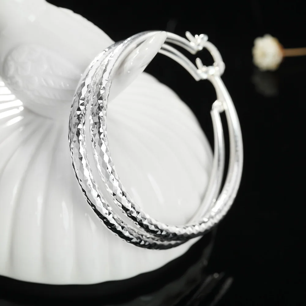925 Sterling Silver 5CM Circle Hoop Earrings for Women – Wedding & Party Jewelry - Image 3