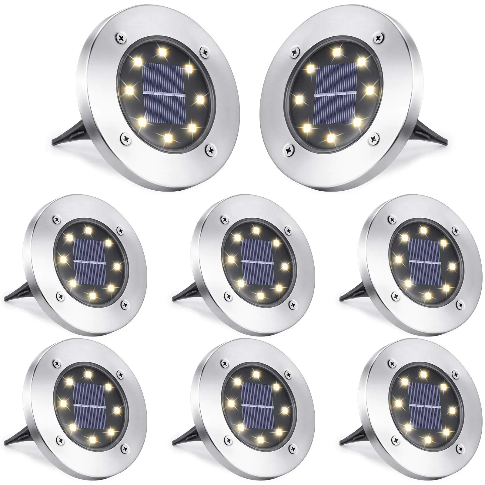2–16 Pack Solar Ground Lights – 8 LED Waterproof Pathway Lighting for Garden - Image 7