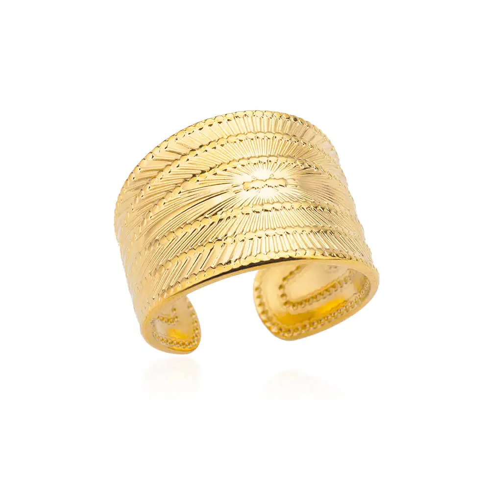 Stainless Steel Gold Vintage Evil Eye Hollow Adjustable Ring for Women - Image 29