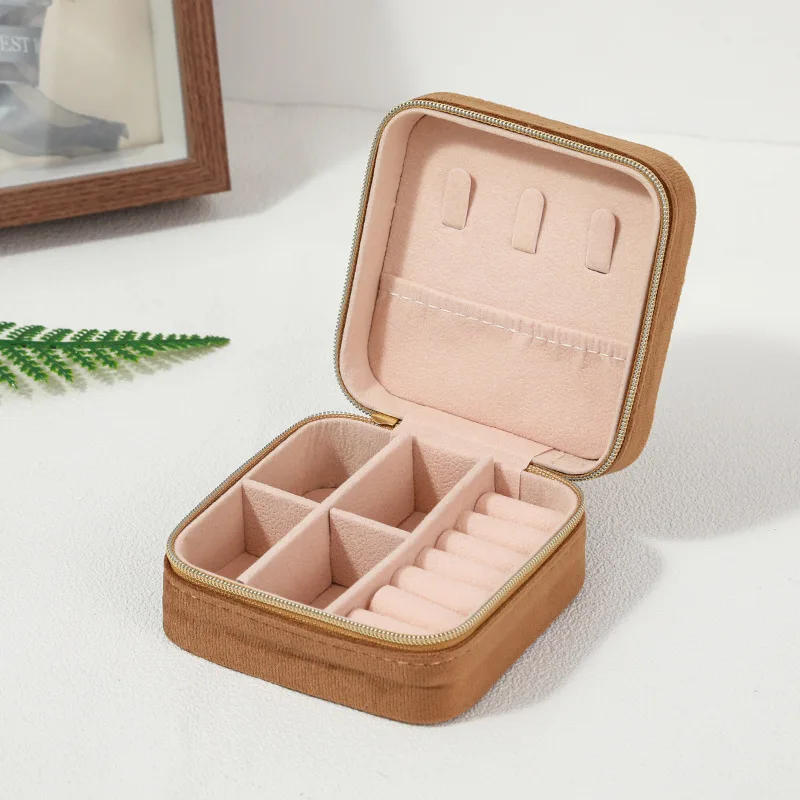 Velvet Jewelry Box Women Necklace Ring Earrings Organizer Travel Portable Zipper Storage Case - Image 12