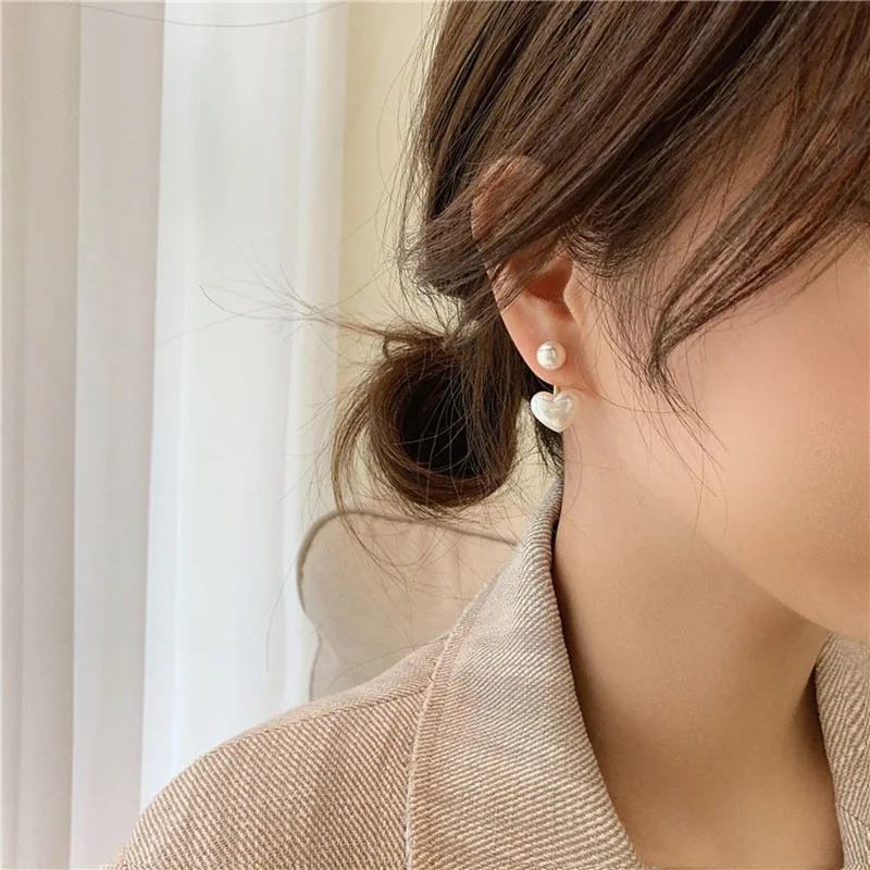 Elegant Pearl Heart Stud Earrings for Women – Ideal Valentine’s Day Gift - Image 4