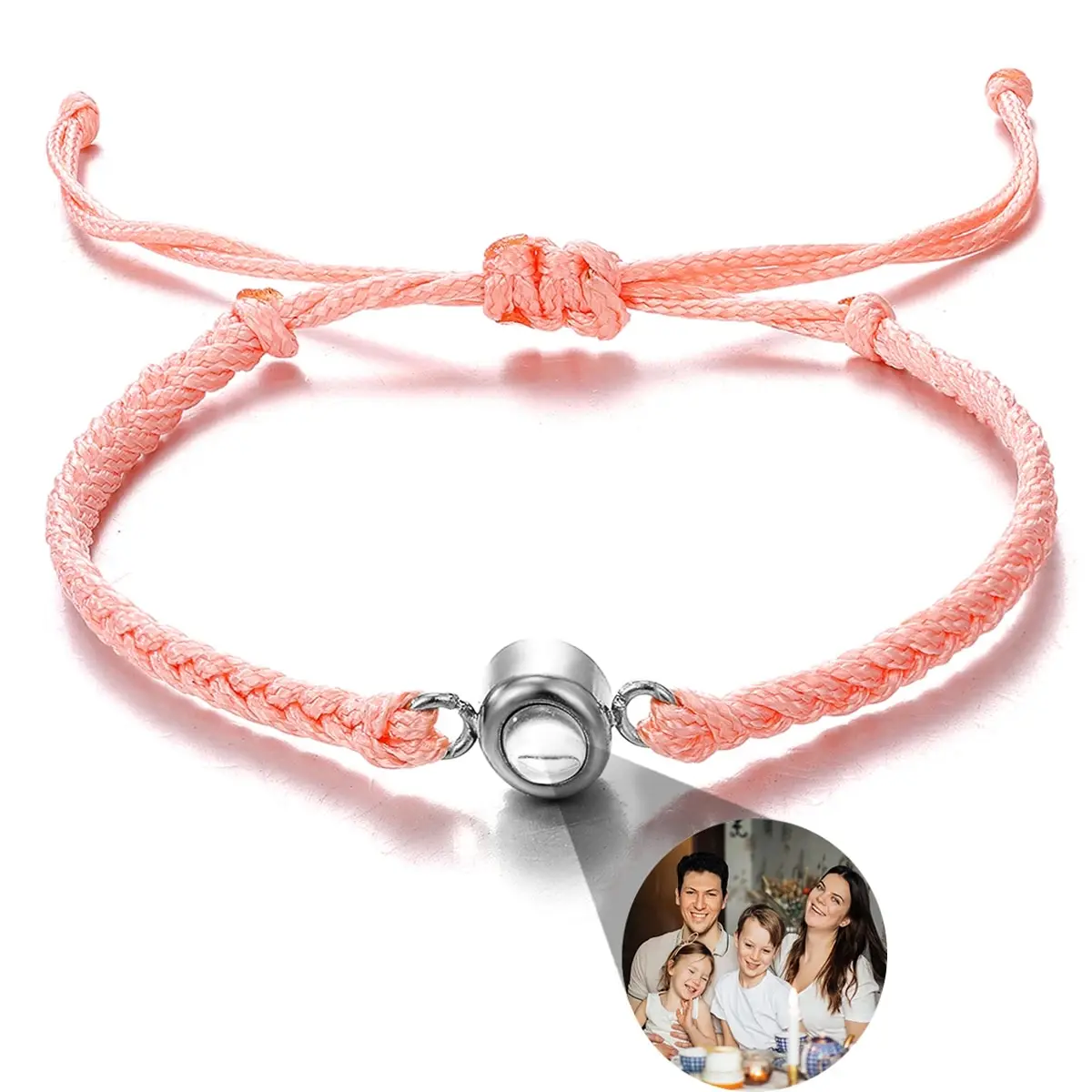 Personalized Photo Projection Bracelet – Adjustable Braided Rope Memorial Jewelry - Image 14