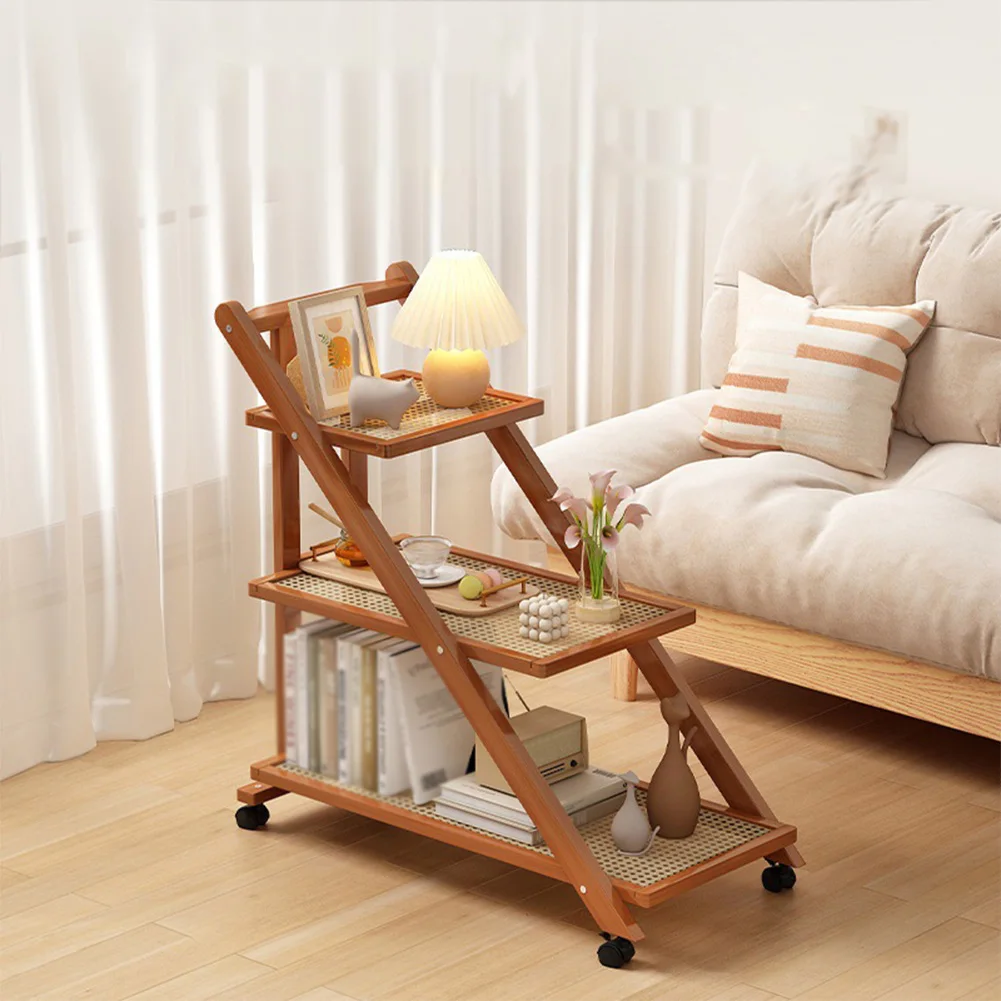 3‑Tier Rolling Coffee Table with Locking Wheels – Compact Storage Cart - Image 3