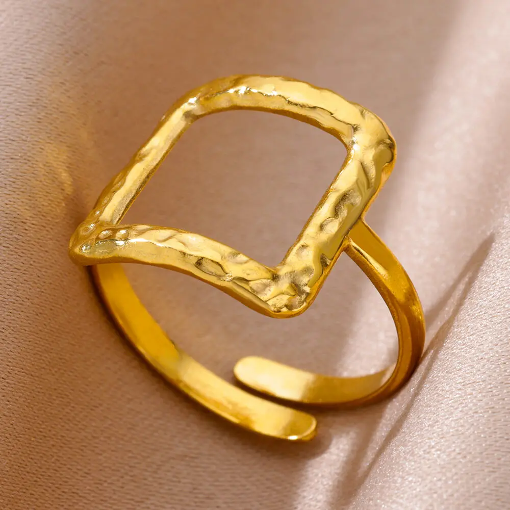 Stainless Steel Gold Vintage Evil Eye Hollow Adjustable Ring for Women - Image 4